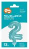 Albastru 2 Light Blue număr balon folie tort dimensiune 13 cm