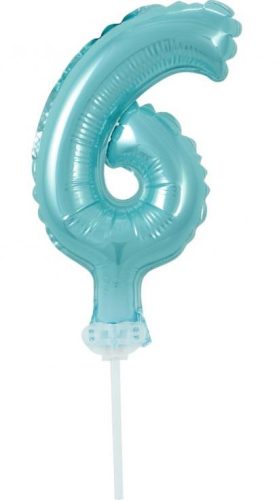 Albastru 6 Light Blue număr balon folie pentru tort 13 cm