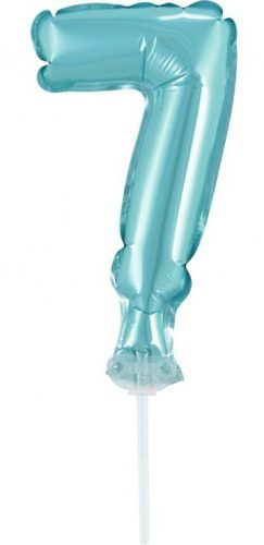 Albastru 7 Light Blue număr balon folie tort 13 cm