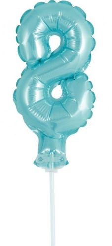 Albastru 8 Light Blue număr balon folie pentru tort 13 cm