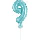 Numere Light Blue Balon din folie albastru numărul 9 pentru tort 13 cm