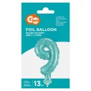Numere Light Blue Balon din folie albastru numărul 9 pentru tort 13 cm
