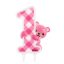 Numere Pink Teddy Lumânare cu sclipici pentru primul aniversar
