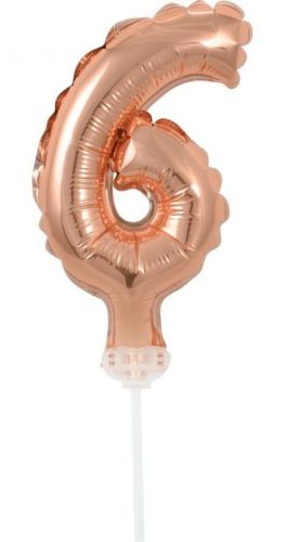 rose gold Balon folie cifra 6 tort 13 cm