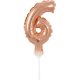 rose gold Balon folie cifra 6 tort 13 cm