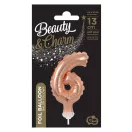 Numere Rose Gold Balon din folie cifră 6 pentru tort 13 cm