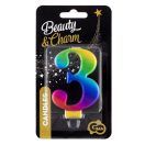 Numere Galaxy Lumânare colorată cu numărul 3, lumânare de tort
