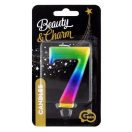 Numere Galaxy Lumânare cifră 7 colorată, lumânare pentru tort