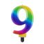 Numere Galaxy Lumânare aniversară cu numărul 9 colorată, lumânare pentru tort