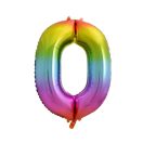 Numere Rainbow Balon din folie cu cifra 0 curcubeu 85 cm