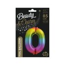 Numere Rainbow Balon din folie cu cifra 0 curcubeu 85 cm