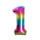 Numere Rainbow Balon din folie curcubeu numărul 1 de 85 cm