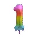 Numere Rainbow Balon din folie curcubeu numărul 1 de 85 cm