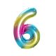 Numere Rainbow Balon din folie curcubeu numărul 6, 85 cm