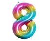 Numere Rainbow Balon folie curcubeu cifră 8, 85 cm