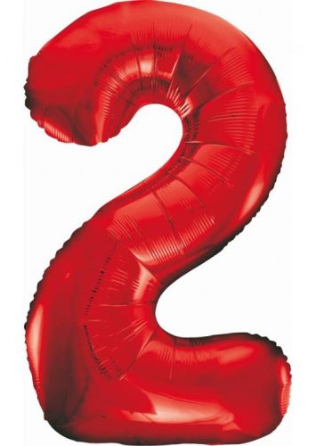 Roșu 2 Red număr balon folie 85 cm