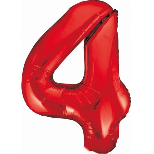 Numere Red Balon folie roșu numărul 4 85 cm