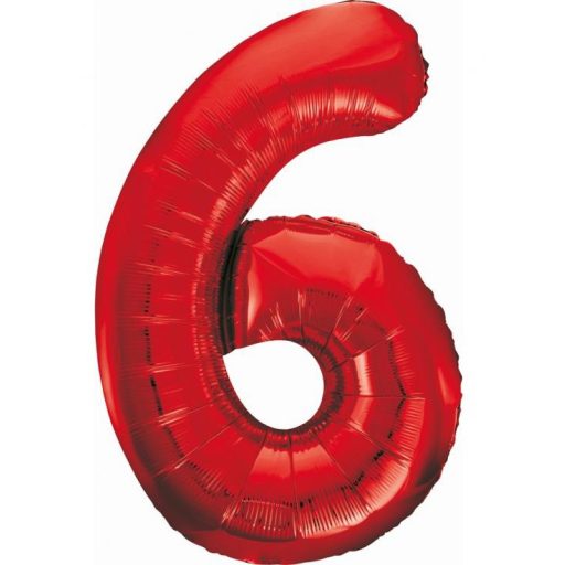 Numere Red Balon folie roșu cifră 6, 85 cm