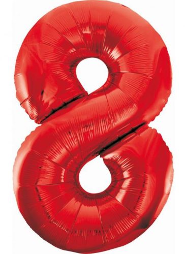 Roșu 8 Red număr balon folie 85 cm
