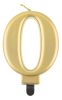 Numere Metallic Lumânare de tort, cifră aurie 0