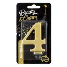 Numere Metallic Lumânare de tort aurie cu numărul 4