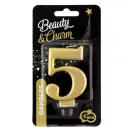 Numere Metallic Lumânare aurie cu numărul 5, Lumânare de tort