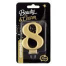 Numere Metallic Lumânare aurie cifra 8, Lumânare de tort