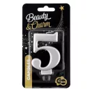 Numere Metallic Lumânare de tort argintie cifra 5