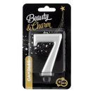 Numere Metallic Lumânare numărul 7 argintiu, lumânare de tort