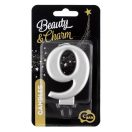 Numere Metallic Lumânare argintie numărul 9, lumânare pentru tort