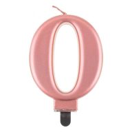   Numere Metallic Lumânare cifră Rose Gold 0, Lumânare de tort