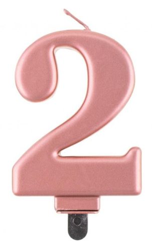 Numere Metallic Lumânare cu număr roz aurie 2, lumânare pentru tort