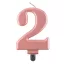Numere Metallic Lumânare cu număr roz aurie 2, lumânare pentru tort