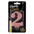 Numere Metallic Lumânare cu număr roz aurie 2, lumânare pentru tort