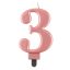 Numere Metallic Lumânare Rose Gold cu numărul 3, Lumânare pentru tort