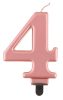 Numere Metallic Lumânare cu cifra 4 Rose Gold, lumânare tort