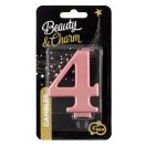 Numere Metallic Lumânare cu cifra 4 Rose Gold, lumânare tort