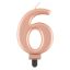 Numere Metallic Lumânare Rose Gold cu cifra 6, lumânare pentru tort