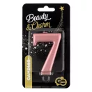 Numere Metallic Lumânare număr 7 auriu roz, lumânare de tort