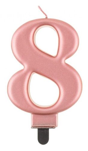Numere Metallic Lumânare de tort Rose Gold numărul 8