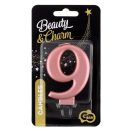 Numere Metallic Lumânare cu numărul 9 Rose Gold, lumânare pentru tort