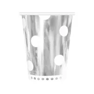   Colorat B&C Polka Dots Silver Pahar de hârtie argintiu 6 buc 266 ml