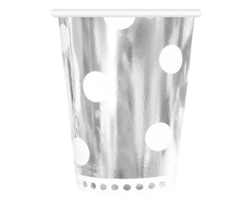 Argintiu B&C Polka Dots Silver hârtie pahar 6 buc de 266 ml