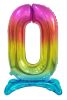 Colorat Rainbow Balon folie cifra 0 cu bază 74 cm