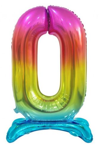 Colorat Rainbow Balon folie cifra 0 cu bază 74 cm