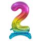 Colorat Rainbow Balon folie cifra 2 cu bază 74 cm