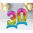 Numere Rainbow Balon colorat cu folie numărul 3 cu bază 74 cm