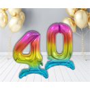 Numere Rainbow Balon din folie colorat cu numărul 4 și bază 74 cm