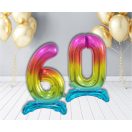 Numere Rainbow Balon colorat din folie numărul 6 cu bază 74 cm