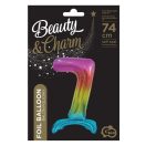 Numere Rainbow Balon din folie numărul 7 colorat cu bază 74 cm